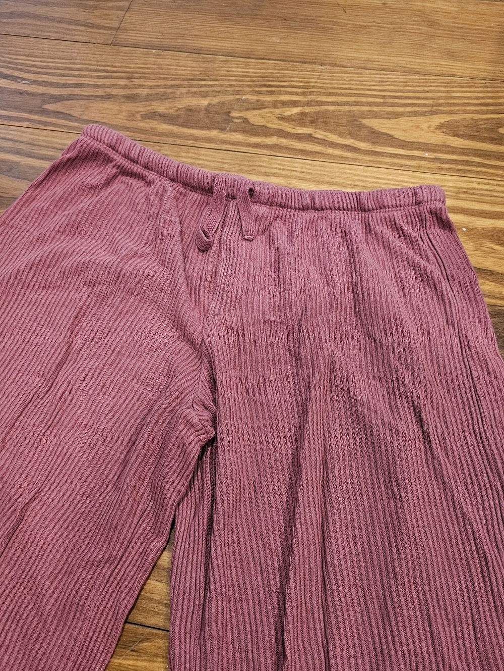 Auden S Rose Pink Ribbed Wide Leg Pajama Bottoms